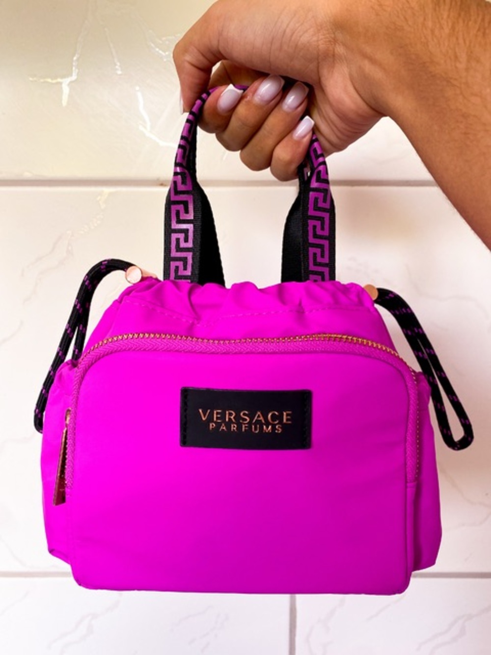 VERSACE PARFUME Nylon Makeup/Travel Bag, FUSCHIA/BLACK - Picture 13 of 15
